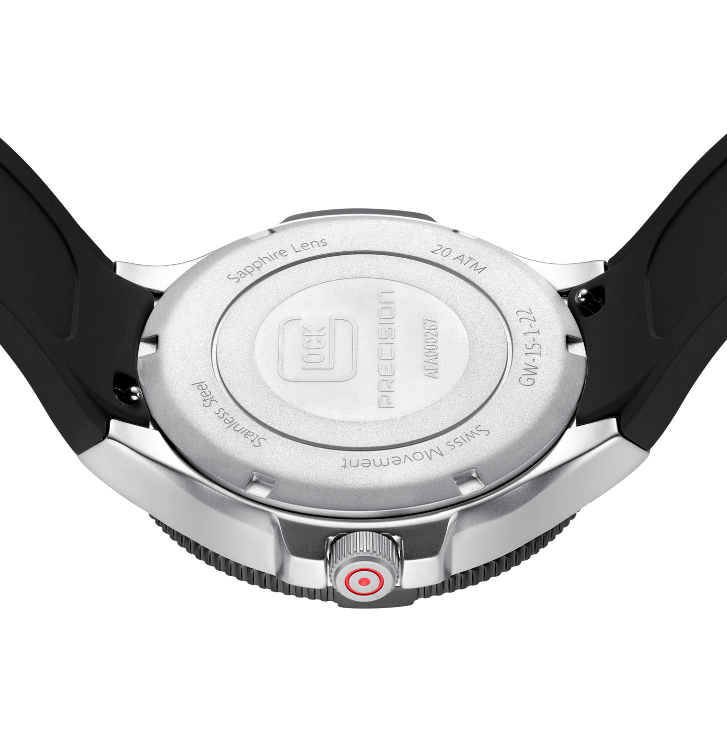GLOCK Watch GW-15-1-22  Black Silicone Strap RTF Structure Case Back View