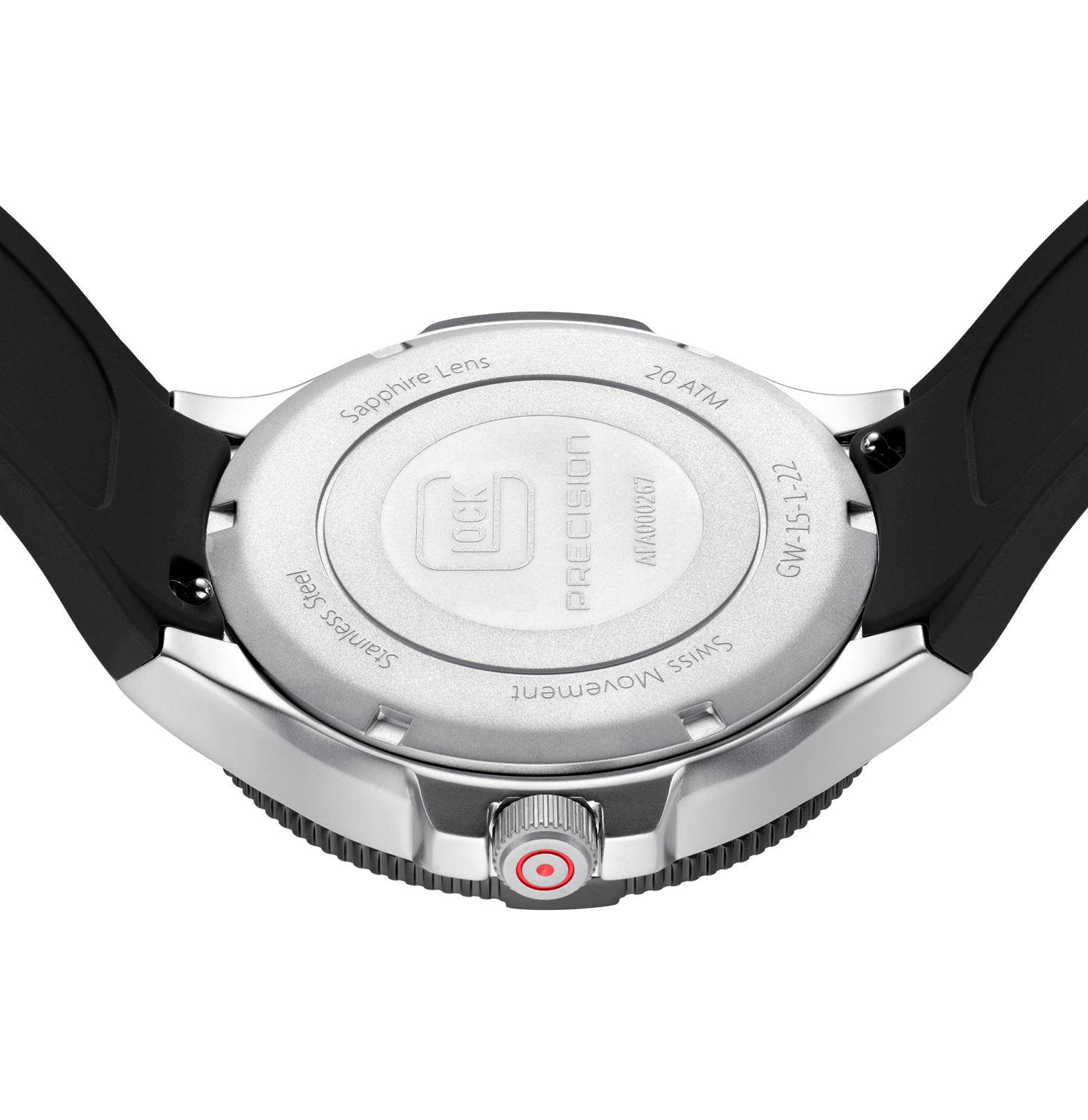 GLOCK Watch GW-15-1-22  Black Silicone Strap RTF Structure Case Back View