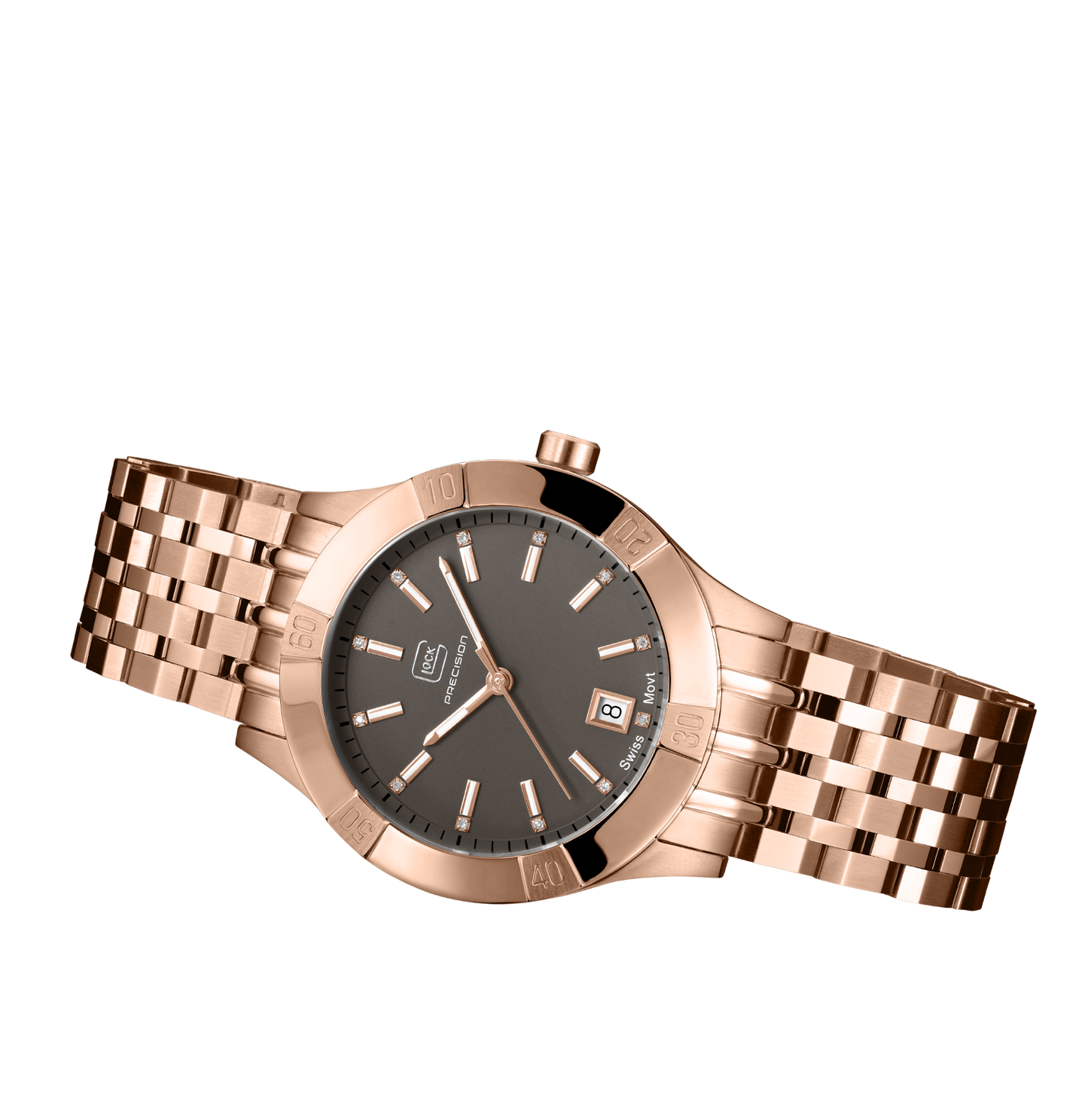 GLOCK Watch GW-31-2-18 Rose Gold-Tone Link Strap Half Side View