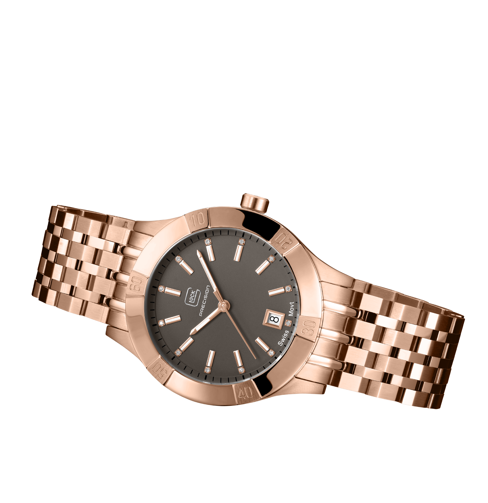 GLOCK Watch GW-31-2-18 Rose Gold-Tone Link Strap Half Side View